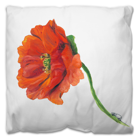 Orange Poppy Indoor Pillow and Outdoor Pillow