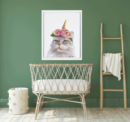 Cat Unicorn Framed Premium Print on Canvas