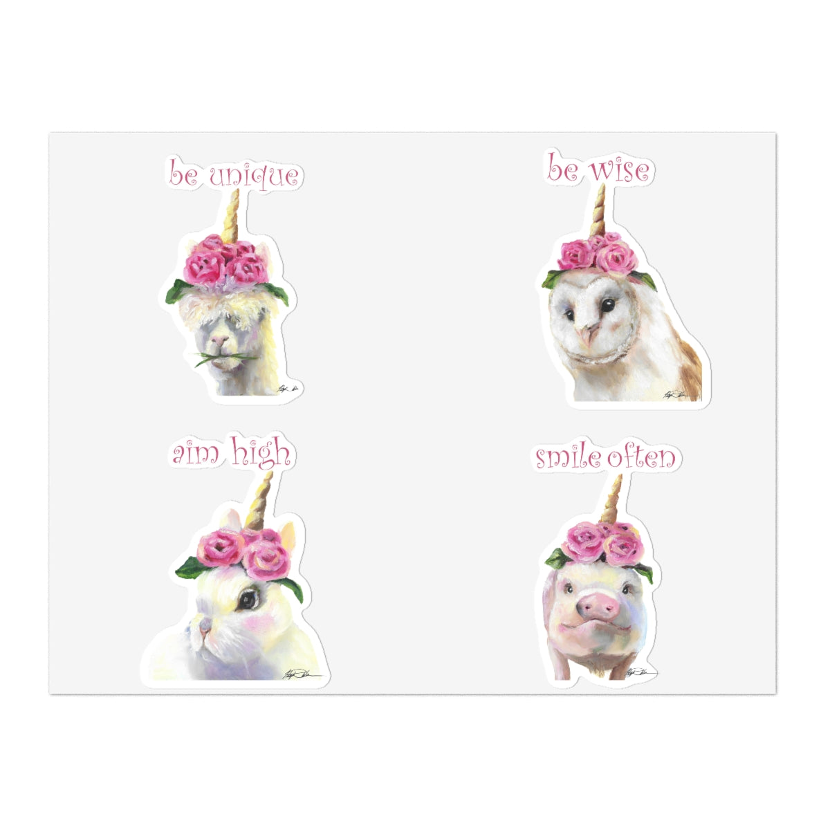 Unicorn, Bunny, Owl, Llama, Pig Stickers, Cute Stickers, Inspirational Stickers, Stickers for Her
