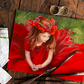 original oil painting of girl in red was created using high-quality oil paints by Stephanie Weaver.