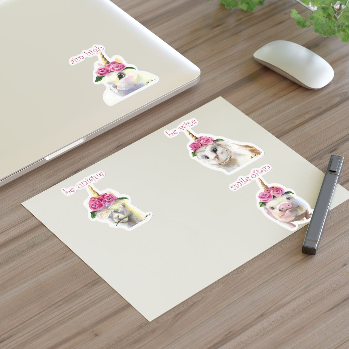 Unicorn, Bunny, Owl, Llama, Pig Stickers, Cute Stickers, Inspirational Stickers, Stickers for Her