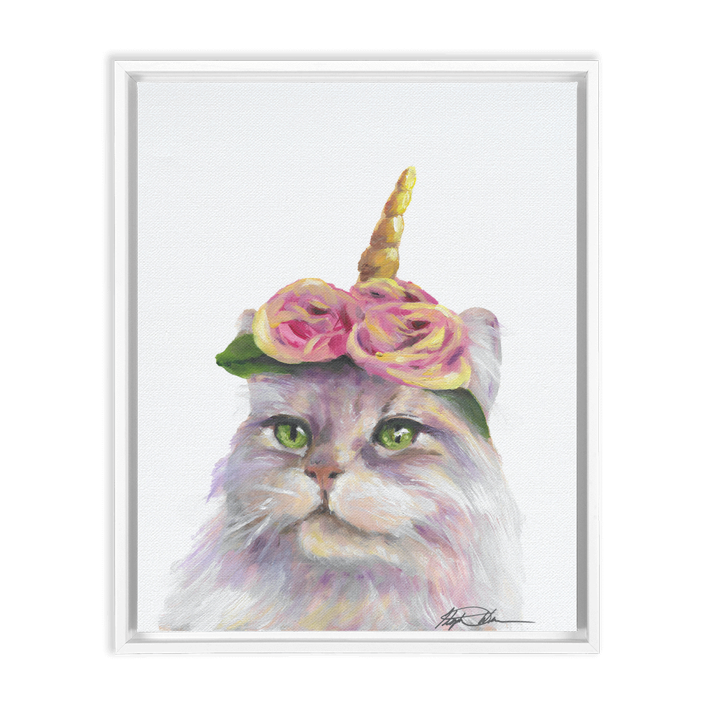 Cat Unicorn Framed Premium Print on Canvas