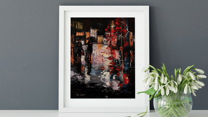 "Rainy City" Original Oil Painting 8" x 10"