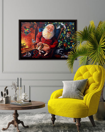 Original Oil Painting of Santa and His Helpers 24x36"