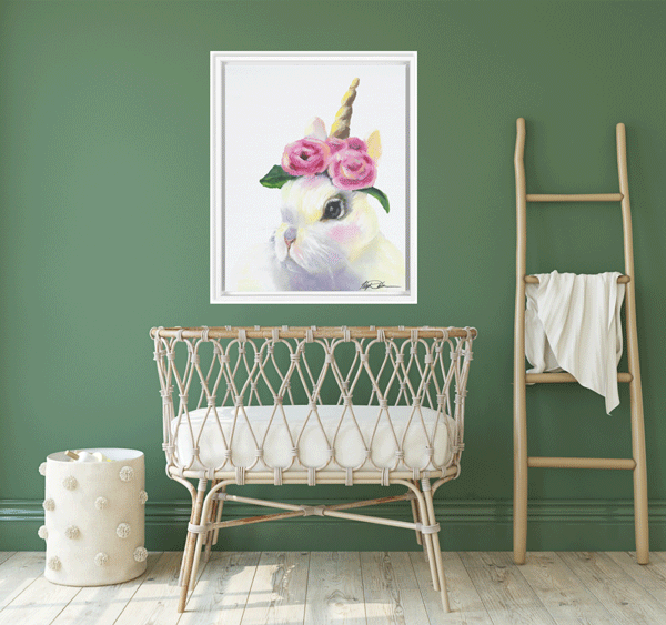 Bunny Unicorn Framed Premium Print on Canvas