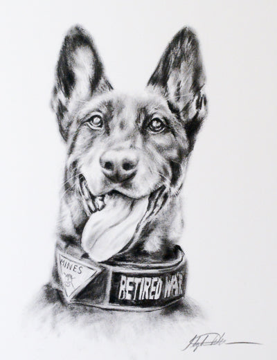 Custom Dry Brush Oil Painting Pet Portrait for MWD, CWD, SAR and PSD K9s