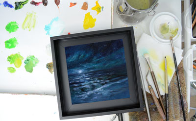 "Ocean Night" Original Oil Painting  6" x 6"