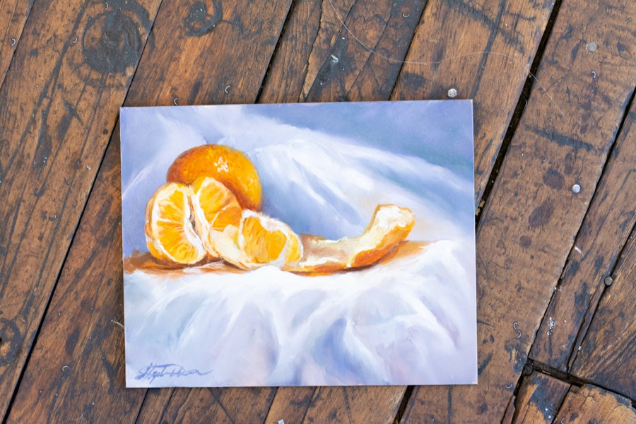 "Orange Still Life" original oil painting 8x10"