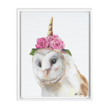 Owl Unicorn Framed Premium Print on Canvas