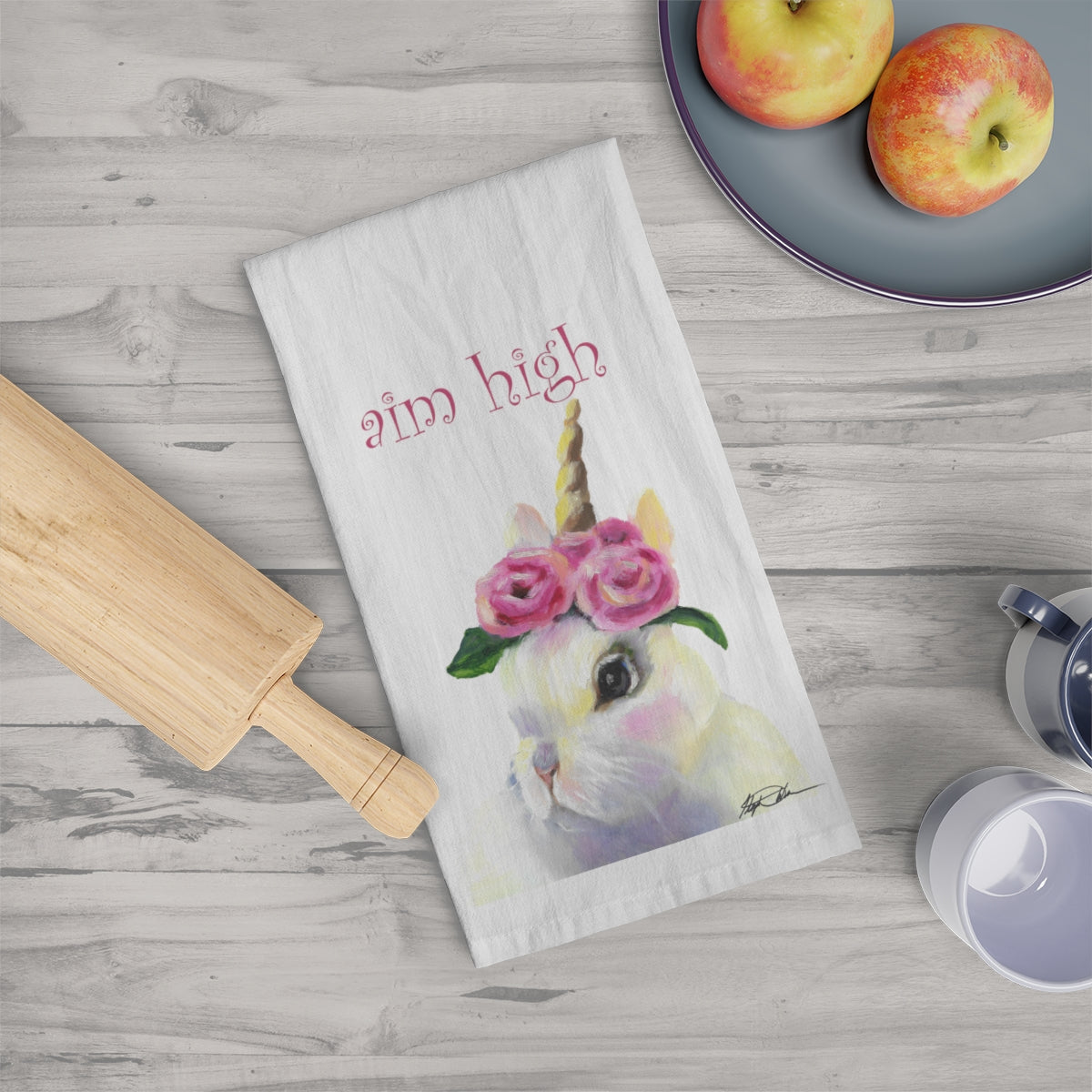 bunny unicorn tea towel