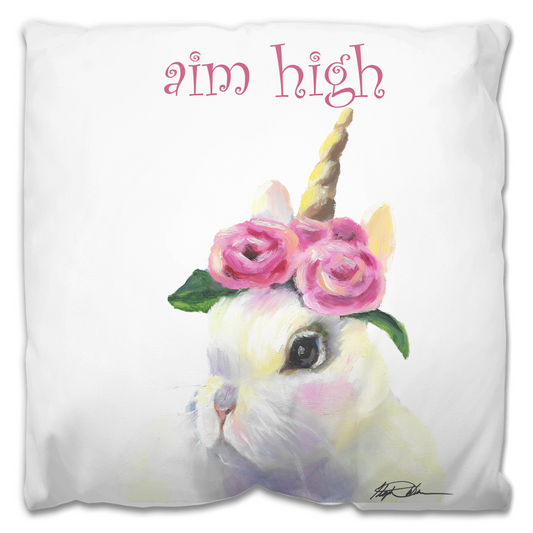 bunny unicorn inspirational pillow for girls room