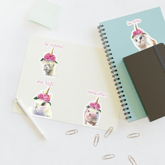 Unicorn, Bunny, Owl, Llama, Pig Stickers, Cute Stickers, Inspirational Stickers, Stickers for Her