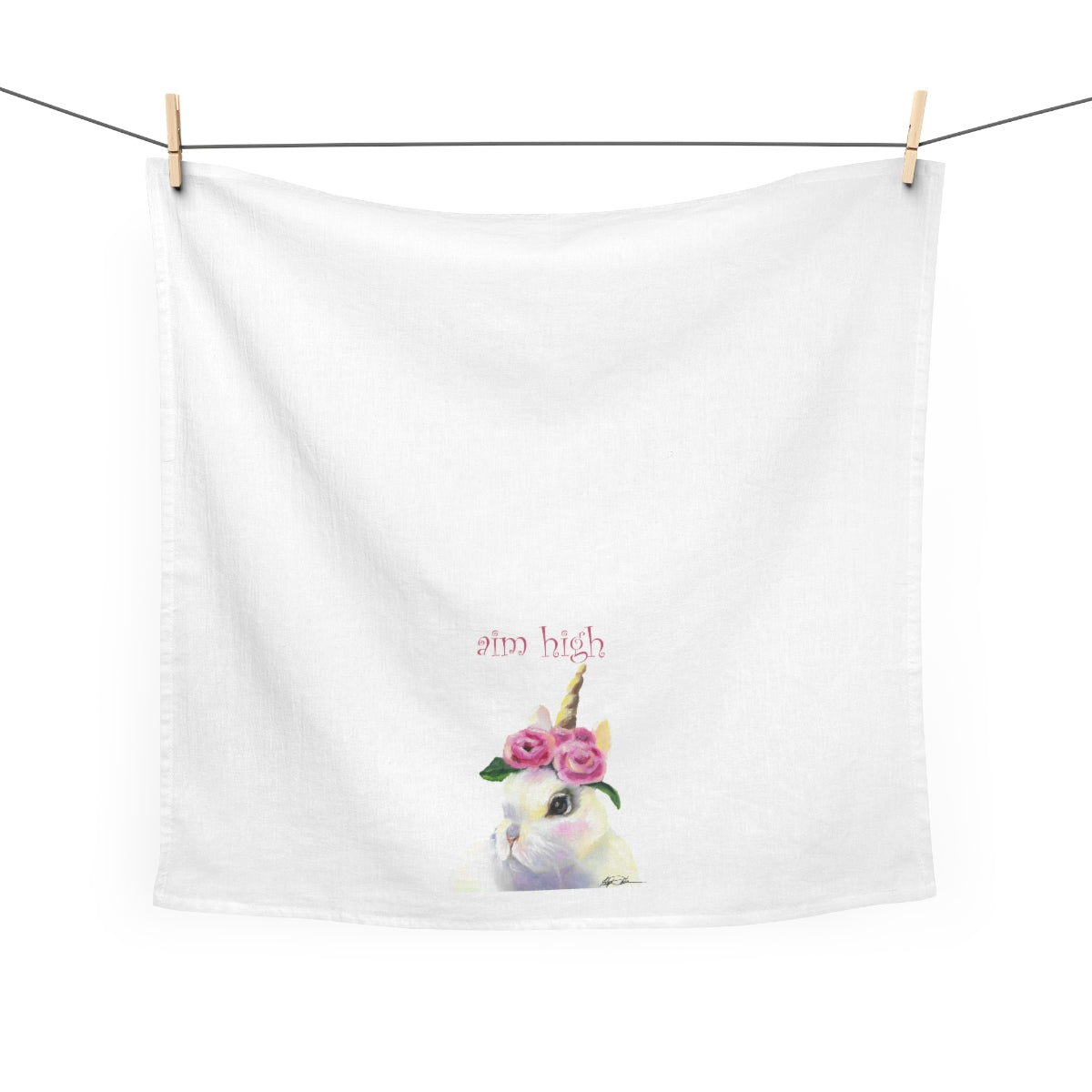 tea towel hanging on a clothes line