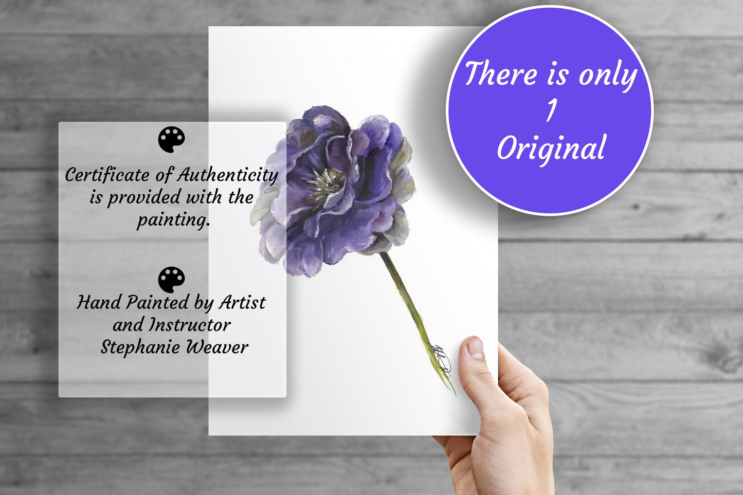 Original Oil Painting: 8x10" Purple Poppy