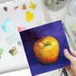 Original Oil Painting 6x6" Apple Artwork - Purple, Yellow and Red