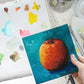 Original Oil Painting 6x6" Apple Artwork - Vibrant Turquoise