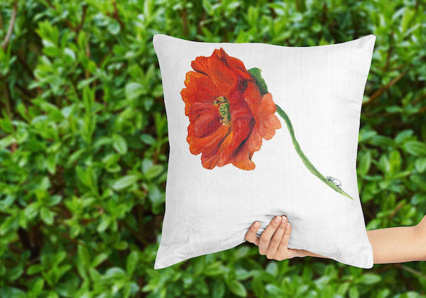 Orange Poppy Indoor Pillow and Outdoor Pillow