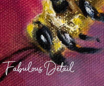 Original Oil Painting - Purple and Yellow Bee